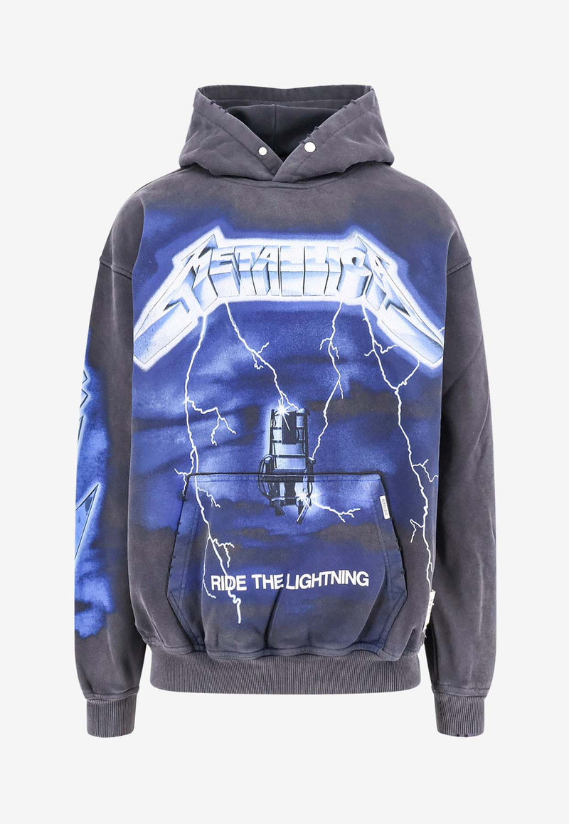 Represent Maxi Metallica Print Hooded Sweatshirt Gray MLM4372_020