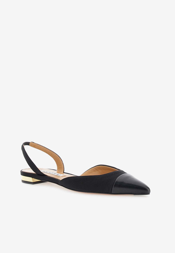 Aquazzura Milanese Pointed-Toe Flats MLNFLAA0-GON000 BLACK