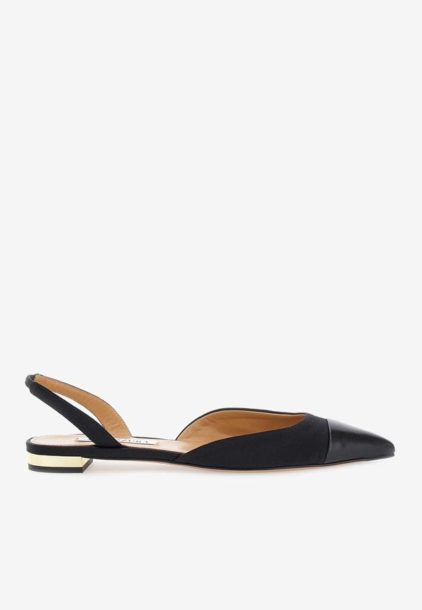 Aquazzura Milanese Pointed-Toe Flats MLNFLAA0-GON000 BLACK