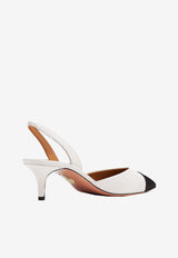 Aquazzura Milanese 50 Slingback Pumps MLNMIDL0-NPG972 WHITE/BLACK