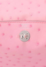 Mini Lindy 20 in Rose Bubblegum Ostrich Leather with Palladium Hardware
