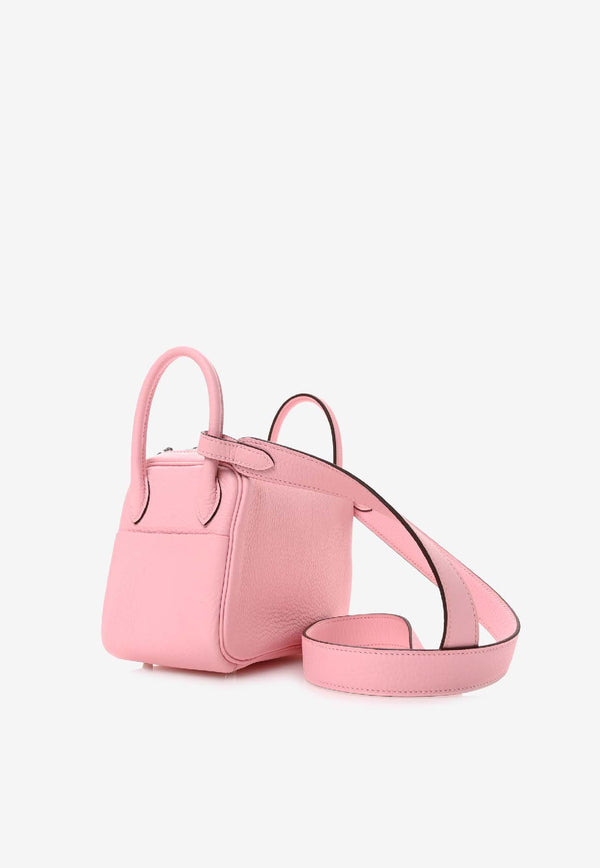 Mini Lindy 20 Verso in Rose Sakura and Gris Perle Taurillon Clemence with Palladium Hardware