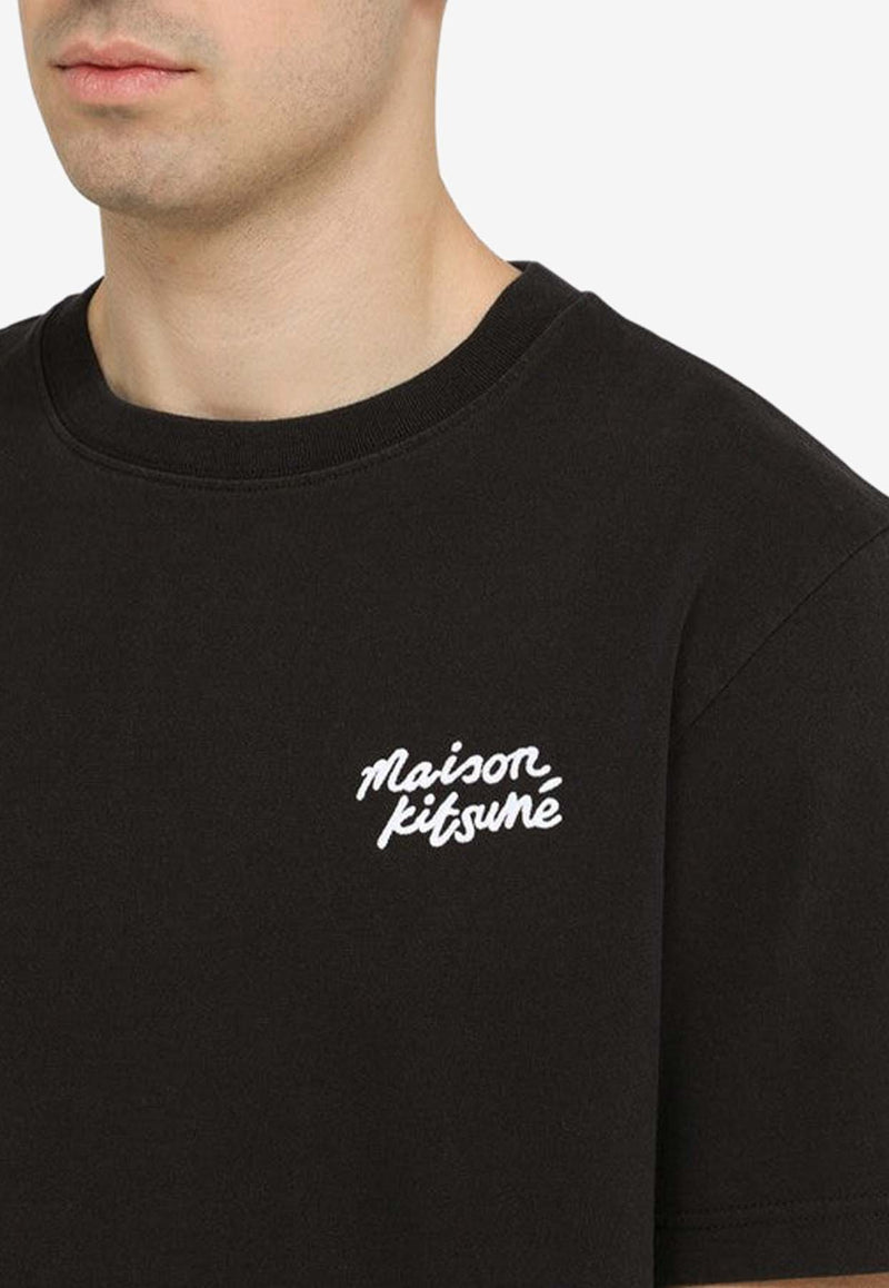 Maison Kitsuné Logo-Embroidered Crewneck T-shirt MM00126KJ0118/O_KIT-O197