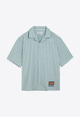 Maison Kitsuné Striped Short-Sleeved Shirt Blue MM00402WC2048/O_KIT-S409