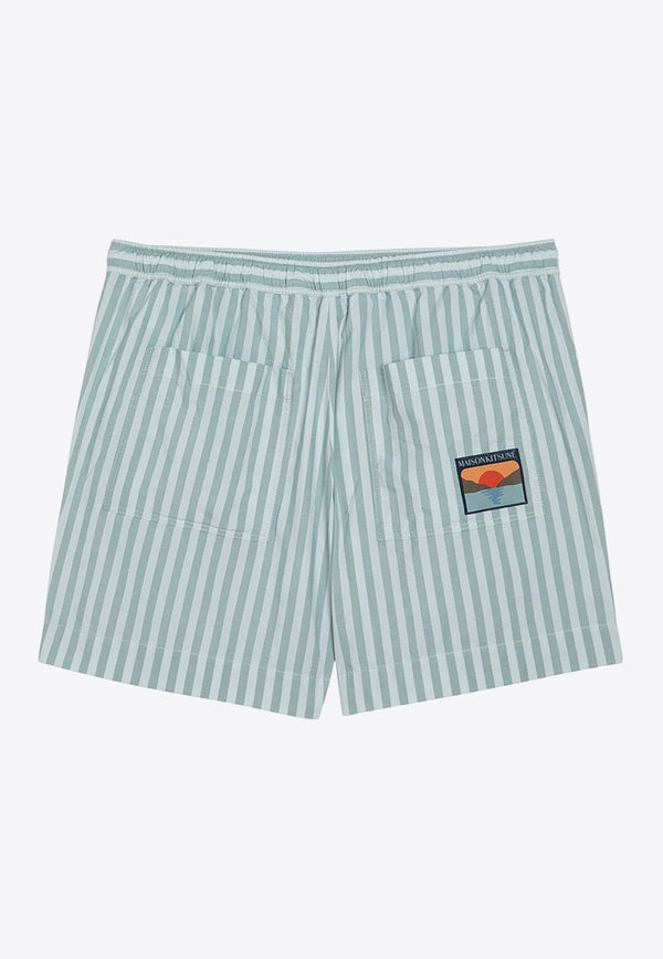 Maison Kitsuné Striped Drawstring Shorts Blue MM01407WC2048/O_KIT-S409