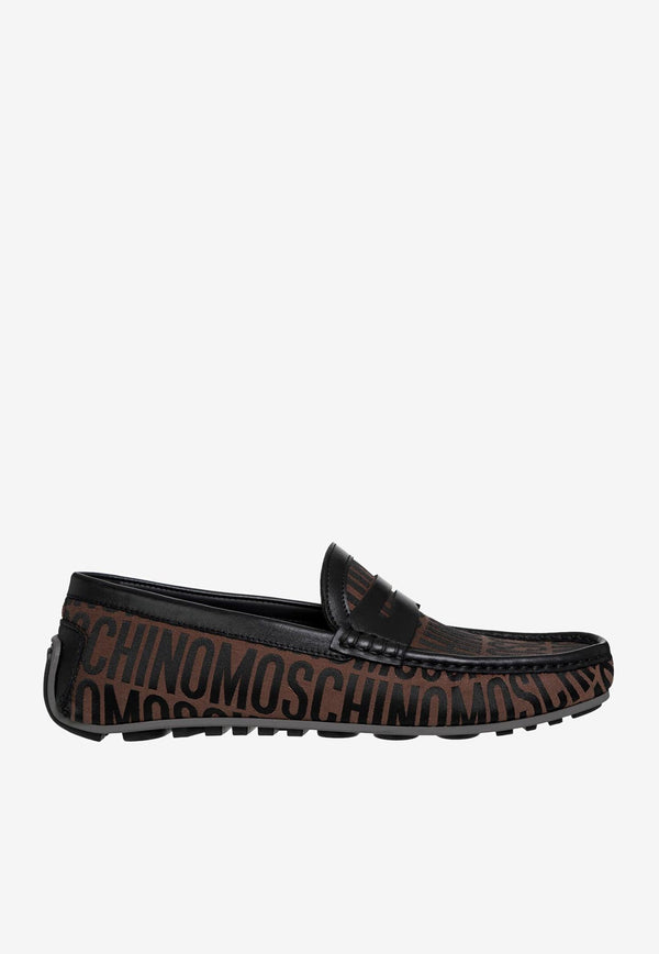 Moschino All-Over Jacquard Logo Driving Loafers MM10040G1H10130A NYLON LOGO MARR-NER
