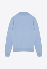 Miu Miu Cashmere Knit Logo Polo Cardigan Light Blue MMF890OOO13S1/P_MIU-F0012