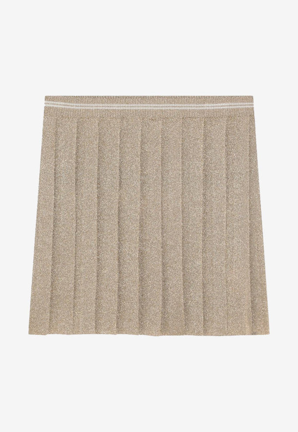 Miu Miu Lurex Pleated Mini Skirt Gold MMG529OOO159F/Q_MIU-F0056