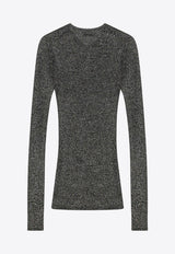 Miu Miu Lurex Knit V-neck Sweater Gray MML00YOOO176W/R_MIU-F0CBG
