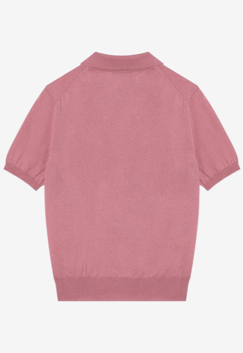 Miu Miu Cashmere and Silk Polo T-shirt Mauve MML997OOO15RN/P_MIU-F0203