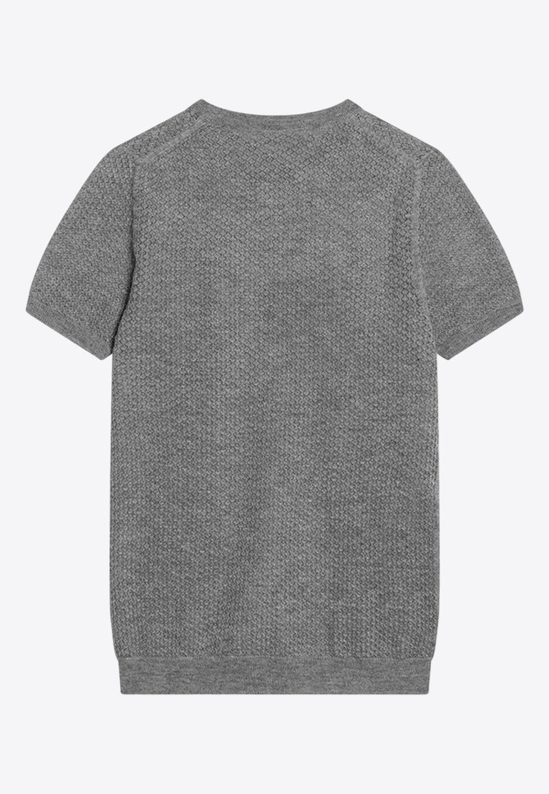 Miu Miu Logo Lettering Cashmere Knit Top Gray MMLB30OOO17NN/R_MIU-F0031