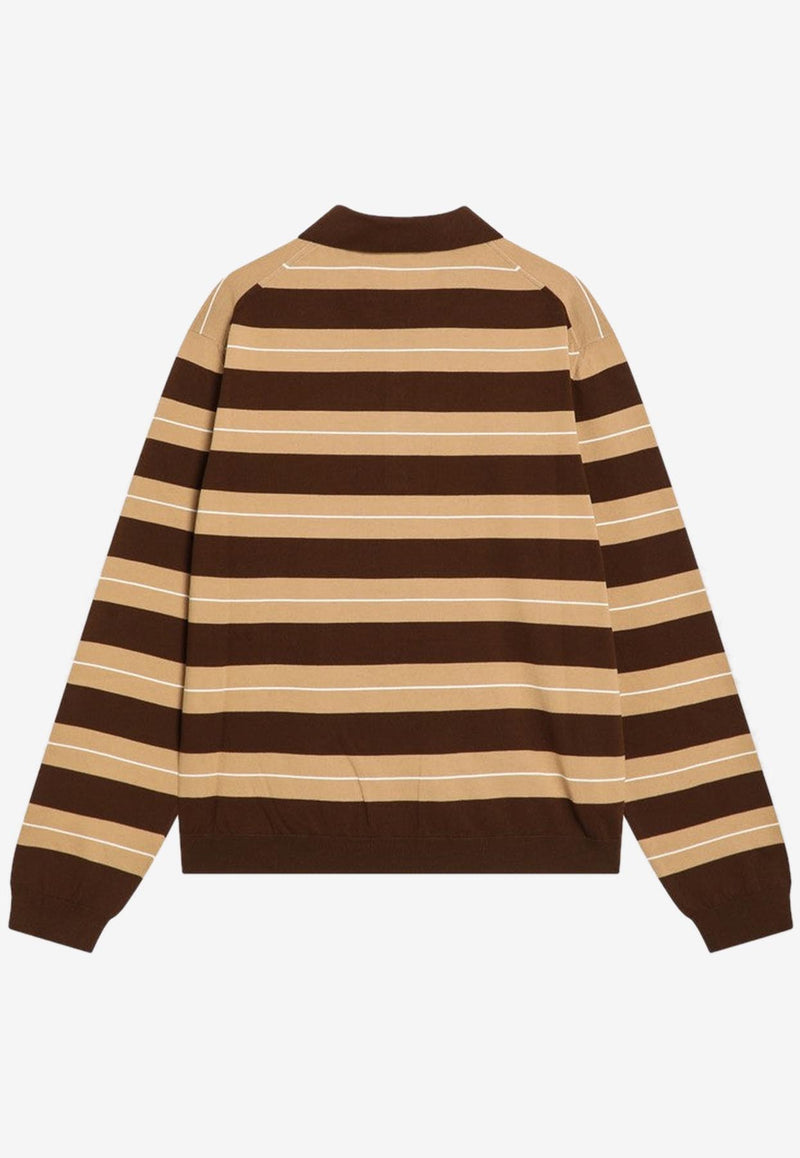 Miu Miu Logo Embroidered Long-Sleeved Polo T-shirt Brown MMLB32OOO17NQ/R_MIU-F0TDB