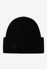 Max Mara Embroidered M Cashmere Beanie Black MMRETINAWS/R_MAXM-007