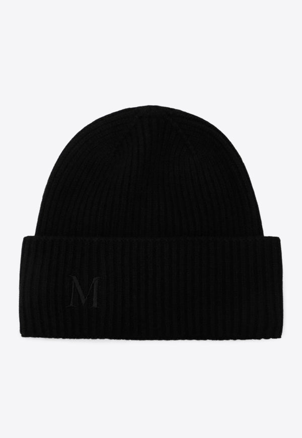 Max Mara Embroidered M Cashmere Beanie Black MMRETINAWS/R_MAXM-007