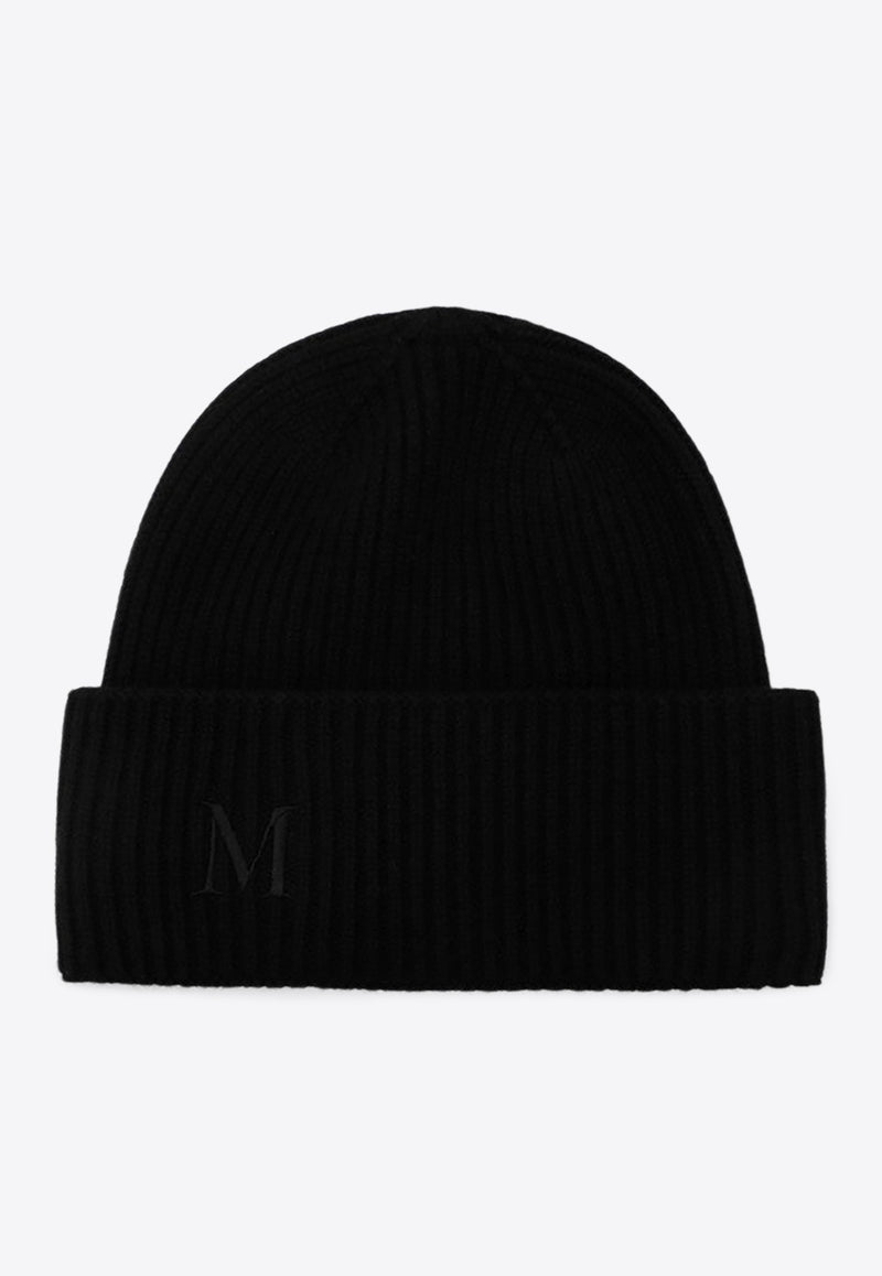 Max Mara Embroidered M Cashmere Beanie Black MMRETINAWS/R_MAXM-007