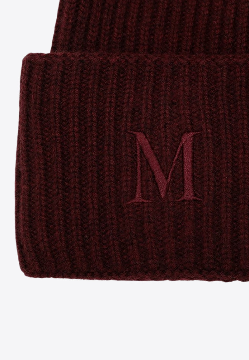 Max Mara Embroidered M Cashmere Beanie Raspberry MMRETINAWS/R_MAXM-036
