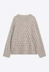 Brunello Cucinelli Openwork Knitted Mohair Sweater Beige MNA326500WO_CUCIN-CMG59