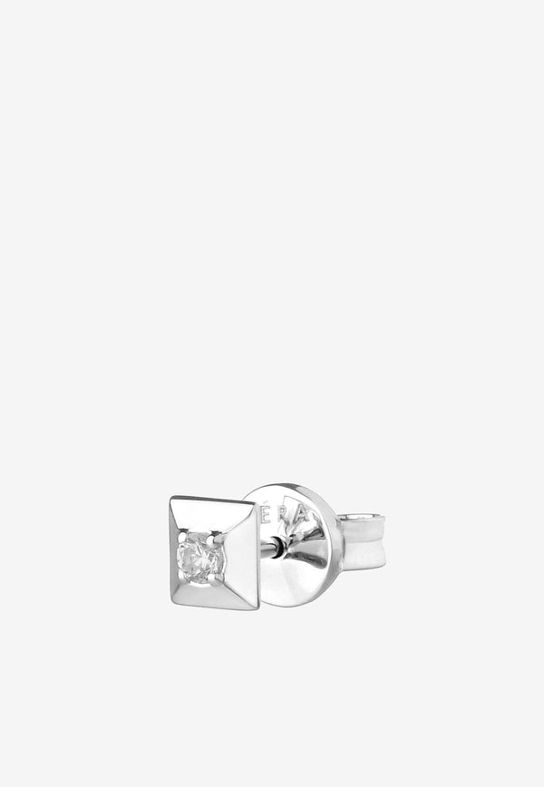 EÉRA Medium Diamond Mini Single Stud Earring in 18-karat White Gold Silver MNERPL02M3