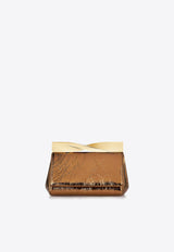 Aquazzura Mini Twist Clutch in Crinkle Nappa Leather MNTCLUC0-CYWESG ESPRESSO/LIGHT