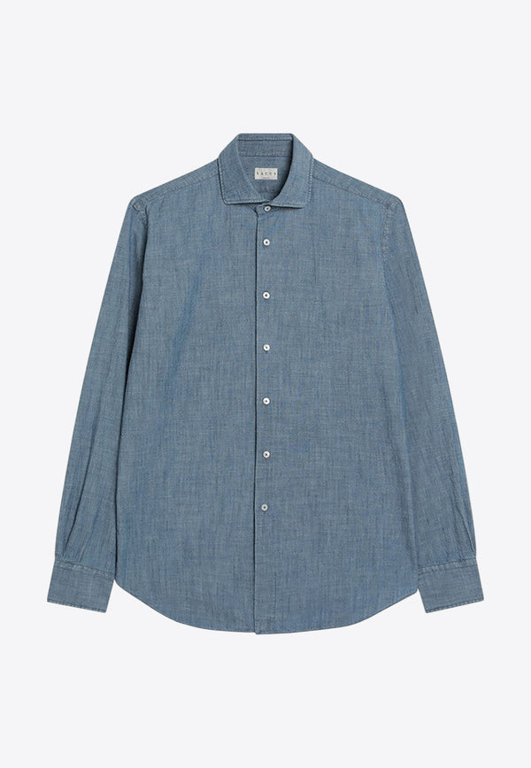 XACUS Tailor-Fit Long-Sleeved Denim Shirt Blue MOP742ML11298/Q_XACUS-002