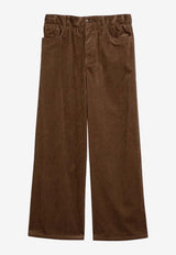 Miu Miu Embroidered Logo Corduroy Pants Brown MP1725OOO15PW/P_MIU-F0040