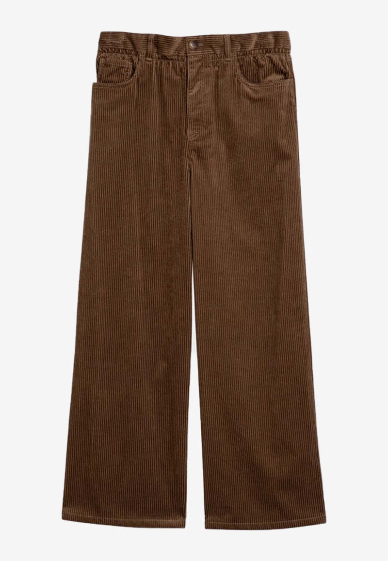 Miu Miu Embroidered Logo Corduroy Pants Brown MP1725OOO15PW/P_MIU-F0040