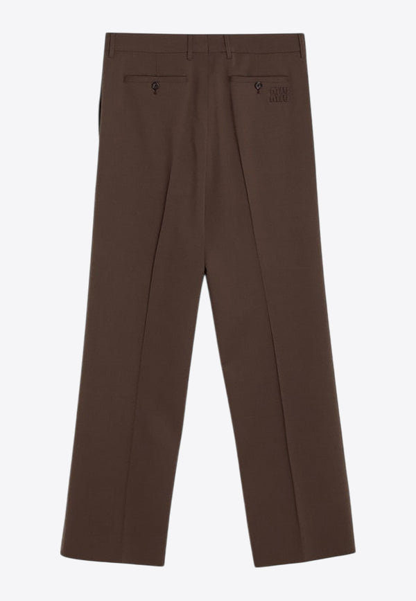 Miu Miu Embroidered Logo Wool Pants Brown MP1897OOO17L4/R_MIU-F0483