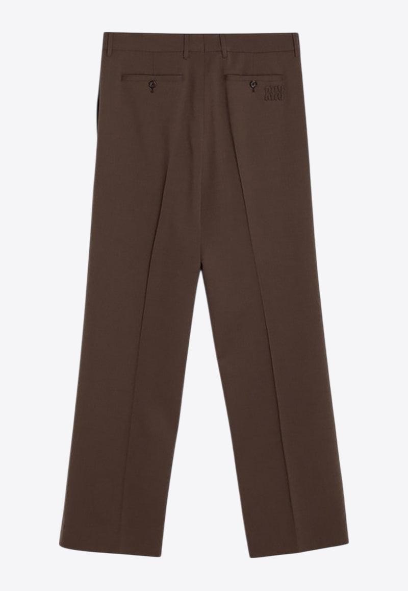 Miu Miu Embroidered Logo Wool Pants Brown MP1897OOO17L4/R_MIU-F0483