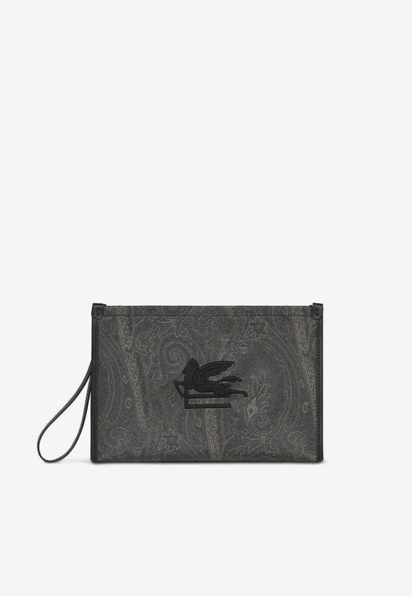 Etro Large Arnica Paisley Jacquard Pouch Bag Black MP2C0001-AA012 N0000