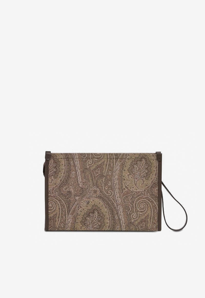 Etro Large Arnica Paisley Jacquard Pouch Bag Brown MP2C0001-AA074 S9892
