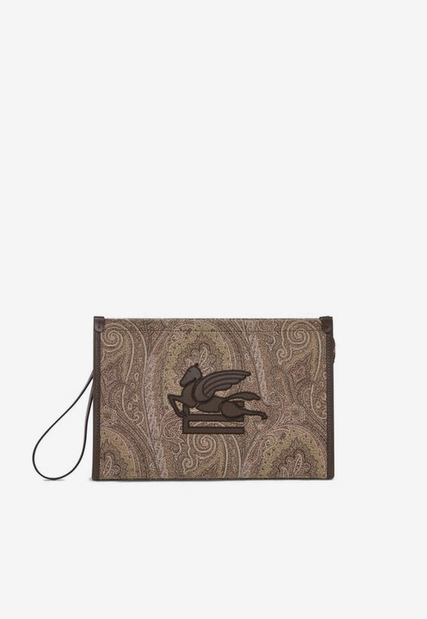 Etro Large Arnica Paisley Jacquard Pouch Bag Brown MP2C0001-AA074 S9892