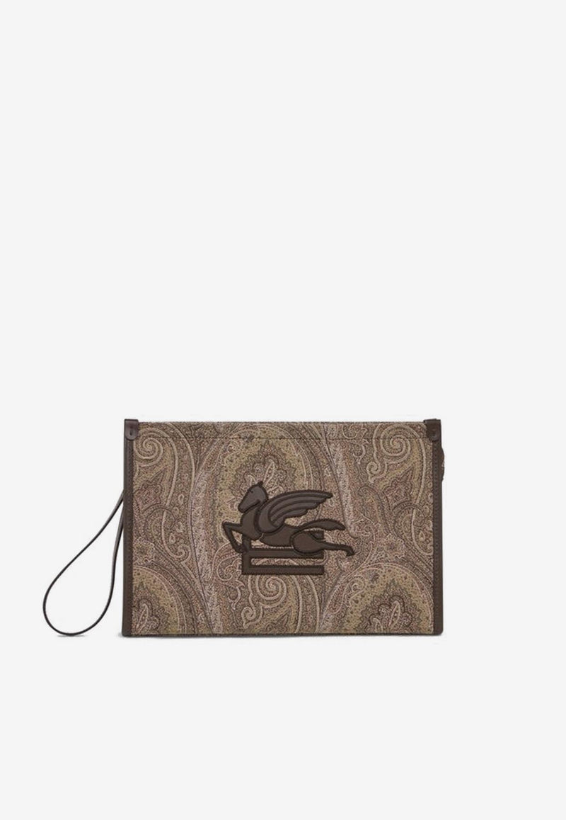 Etro Large Arnica Paisley Jacquard Pouch Bag Brown MP2C0001-AA074 S9892