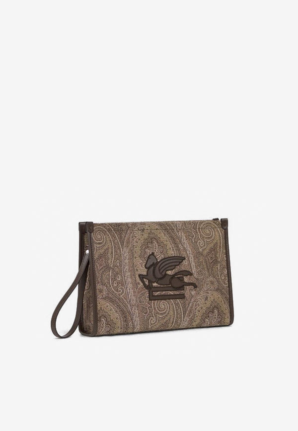 Etro Large Arnica Paisley Jacquard Pouch Bag Brown MP2C0001-AA074 S9892