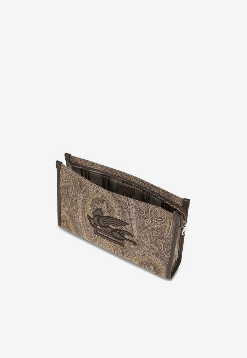 Etro Large Arnica Paisley Jacquard Pouch Bag Brown MP2C0001-AA074 S9892