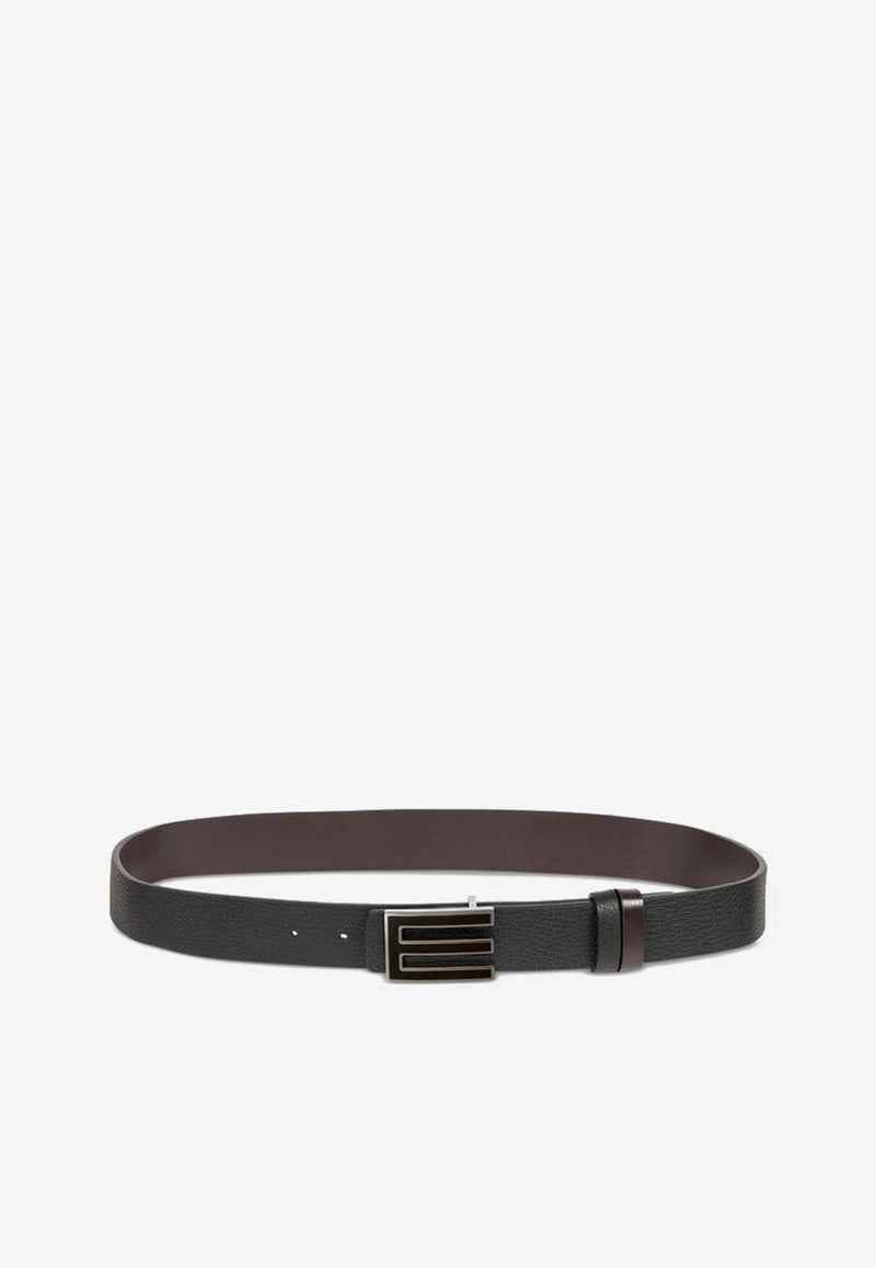 Etro Reversible Grained Leather Belt Black MP3D0009-AP351 N0000