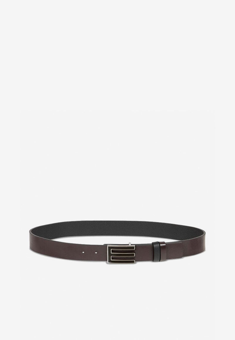 Etro Reversible Grained Leather Belt Black MP3D0009-AP351 N0000