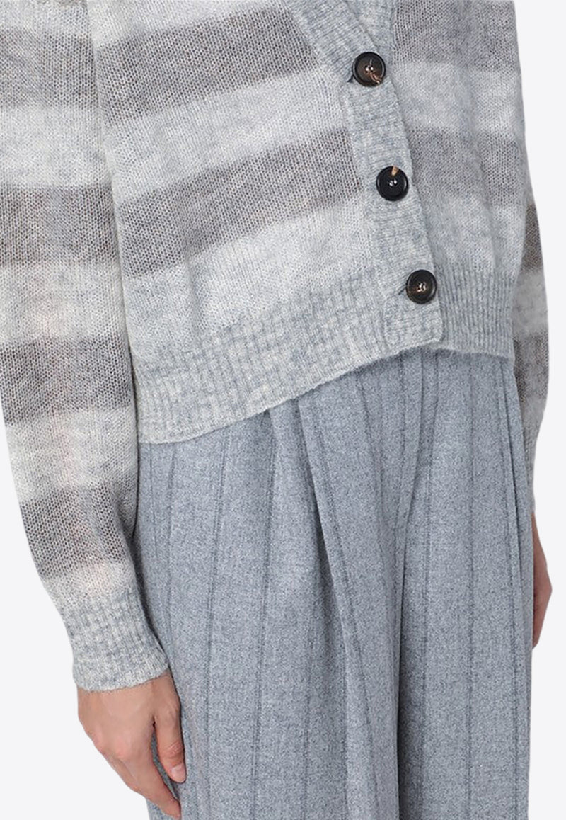 Brunello Cucinelli Striped Mohair-Blend Cardigan Gray MPC732206PWO/P_CUCIN-CBO67