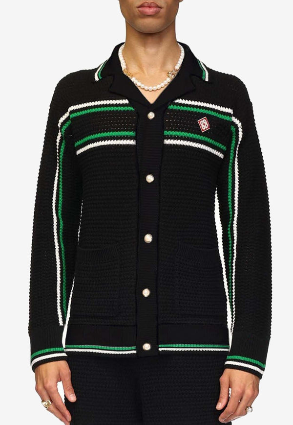 Casablanca Crochet Knit Tennis Shacket MPF24-KW-707-01BLACK