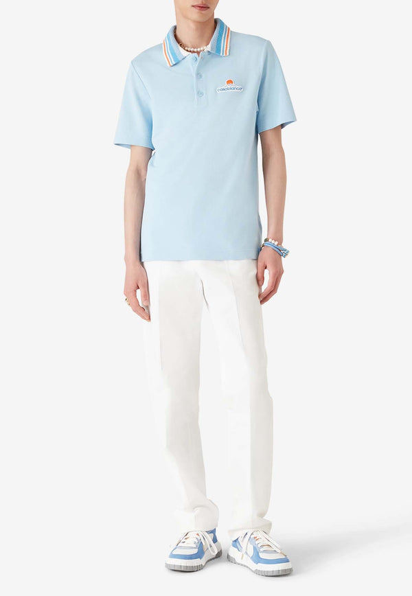 Casablanca Knit Pique Polo T-shirt Light Blue MPF25JTP24303_BLUE