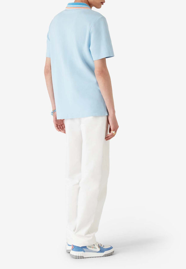 Casablanca Knit Pique Polo T-shirt Light Blue MPF25JTP24303_BLUE