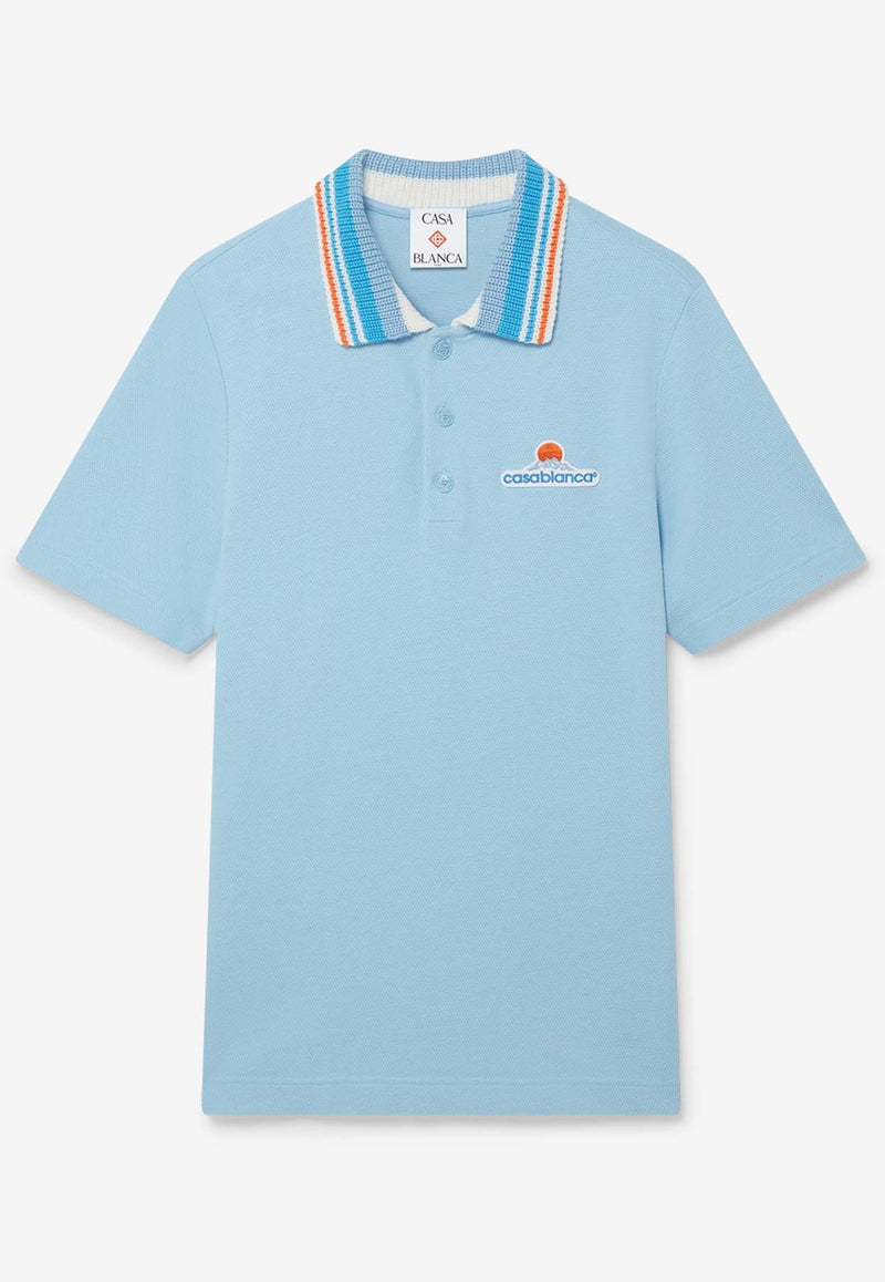 Casablanca Knit Pique Polo T-shirt Light Blue MPF25JTP24303_BLUE