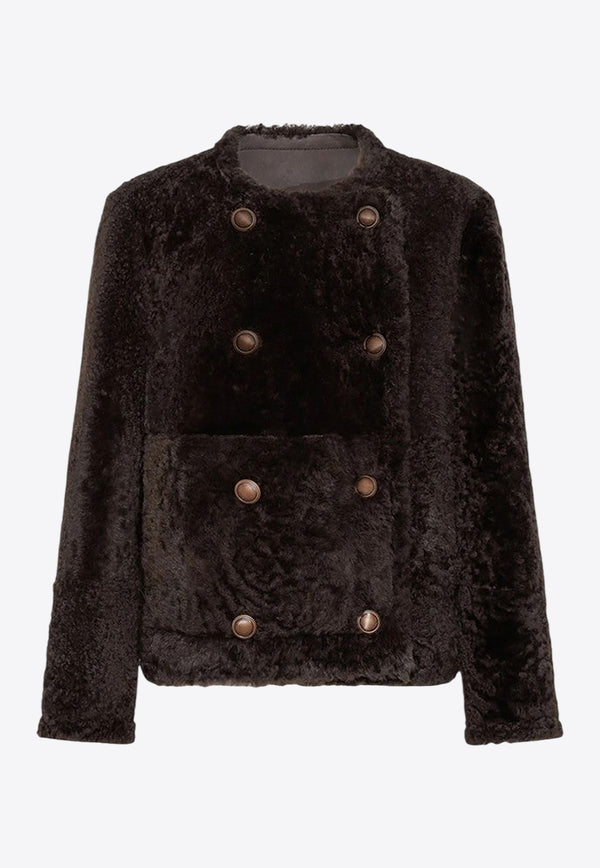 Brunello Cucinelli Reversible Cropped Shearling Jacket Brown MPMBP7426LE/R_CUCIN-C2390