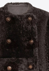 Brunello Cucinelli Reversible Cropped Shearling Jacket Brown MPMBP7426LE/R_CUCIN-C2390