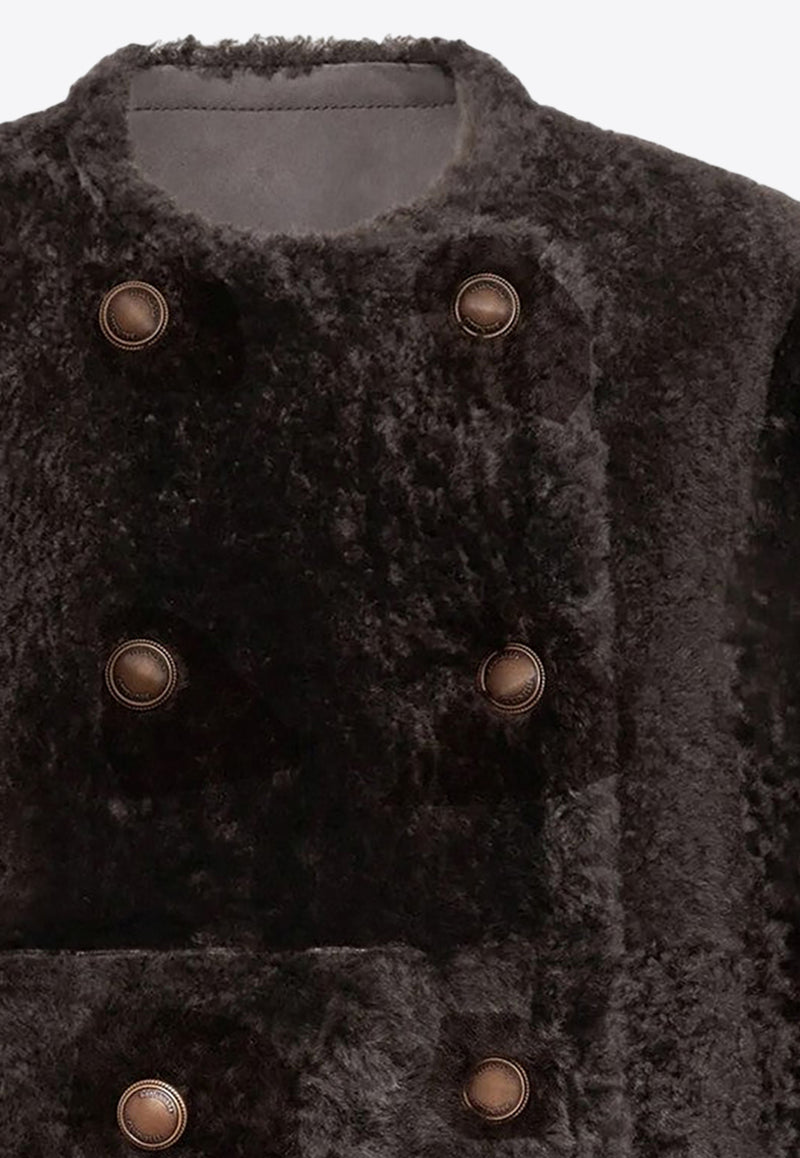 Brunello Cucinelli Reversible Cropped Shearling Jacket Brown MPMBP7426LE/R_CUCIN-C2390