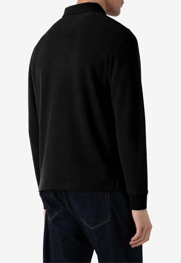 Sunspel Half-Zip Polo Sweatshirt Black MPOL1555BLACK