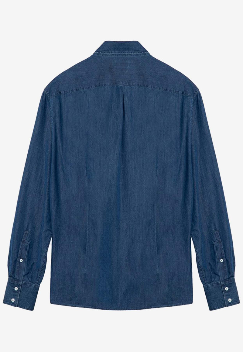 Brunello Cucinelli Long-Sleeved Denim Shirt Blue MR6831716CO/P_CUCIN-C003