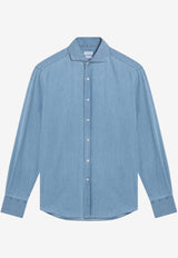 Brunello Cucinelli Classic Long-Sleeved Denim Shirt Blue MR6831718CO/P_CUCIN-C008