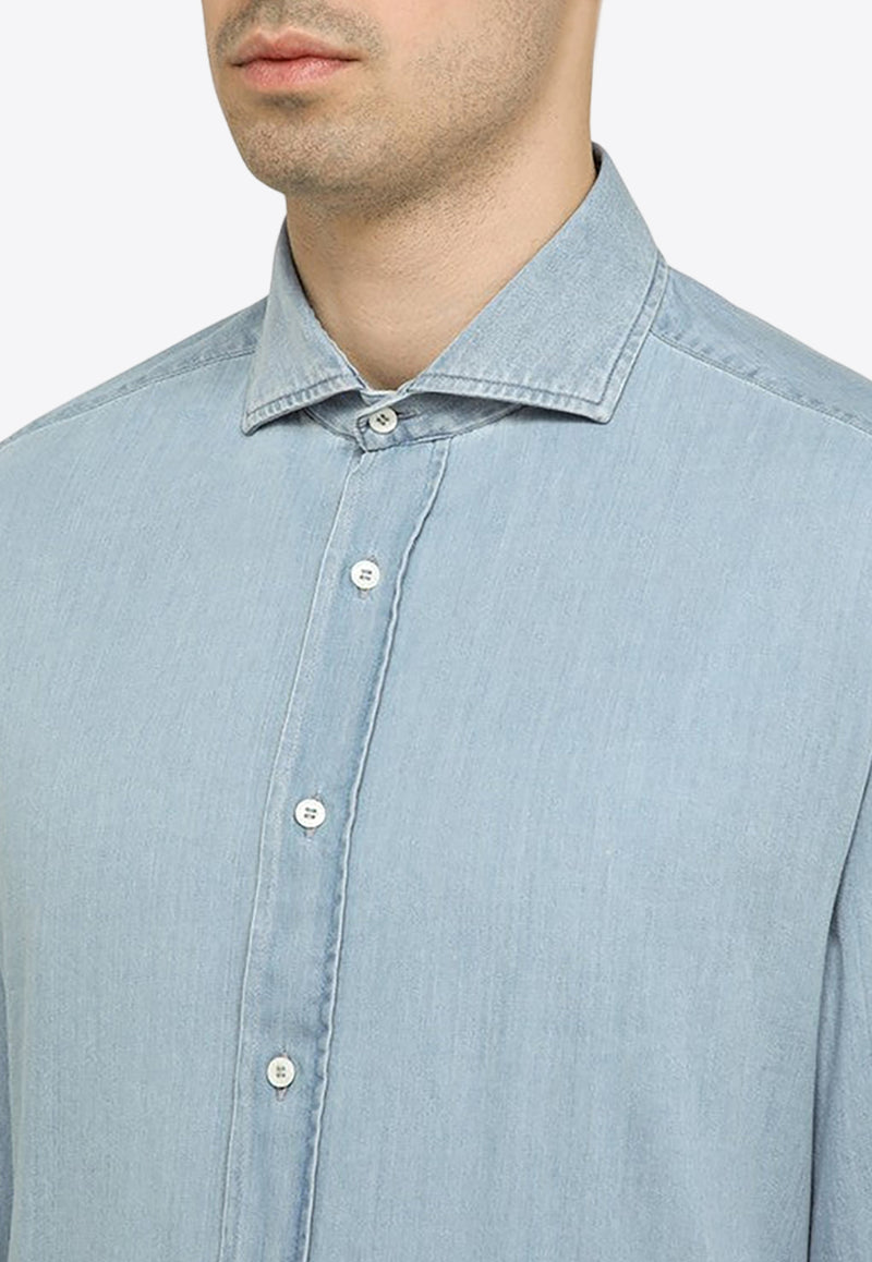 Brunello Cucinelli Long-Sleeved Denim Shirt Blue MR6831718DE/O_CUCIN-C008