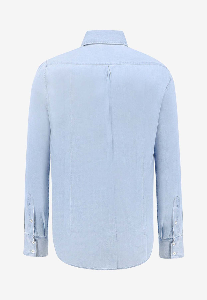 Brunello Cucinelli Long-Sleeved Denim Shirt Blue MR6831718_C008