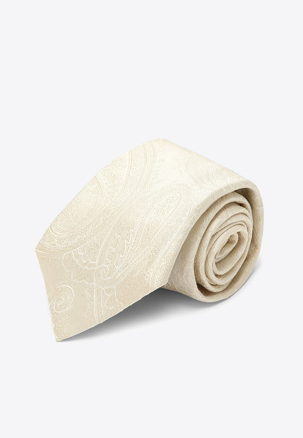 Brunello Cucinelli Panama Silk Paisley Tie White MR8790018SI/O_CUCIN-C2723
